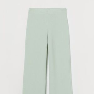 mint green Ribbed Flared Pants